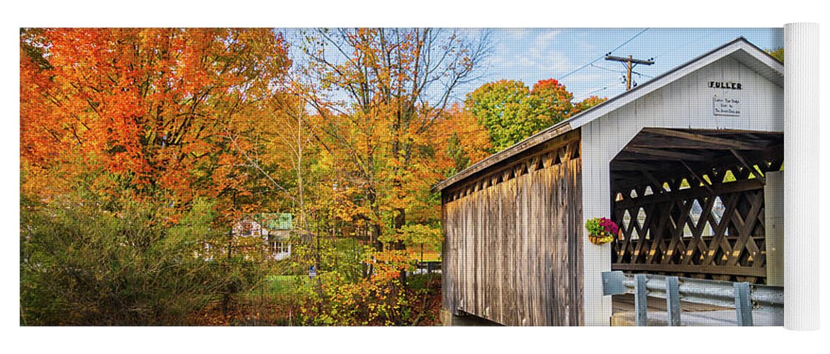 Covered Bridge Yoga Mat featuring the photograph Autumn scene in Vermont #8 by Ann Moore