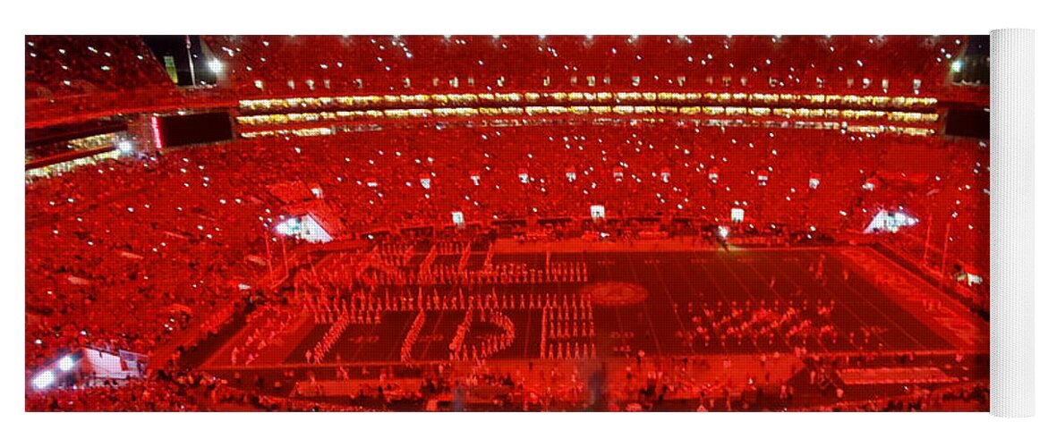 Gameday Yoga Mat featuring the photograph Night Panorama Bryant-Denny Stadium by Kenny Glover