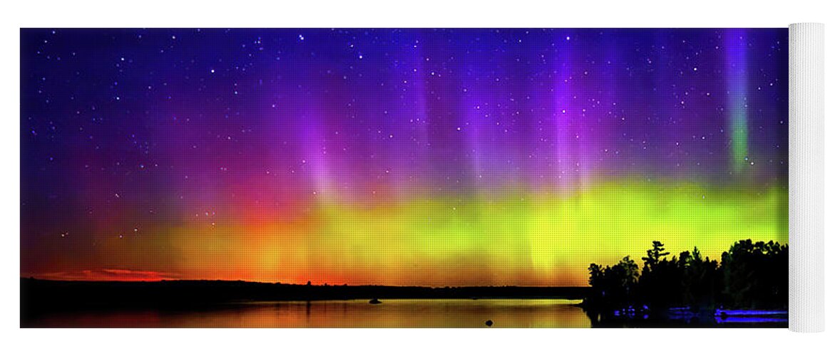 Northern Lights Yoga Mat featuring the photograph Northern Lights over Boulder Lake #8 by Shixing Wen