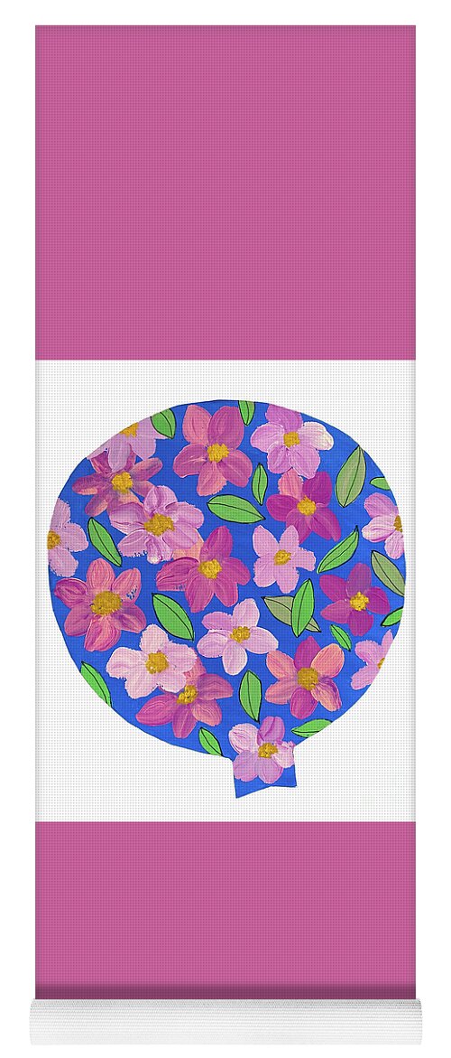 Floral Yoga Mat featuring the mixed media A Balloon with Flowers by Lisa Neuman
