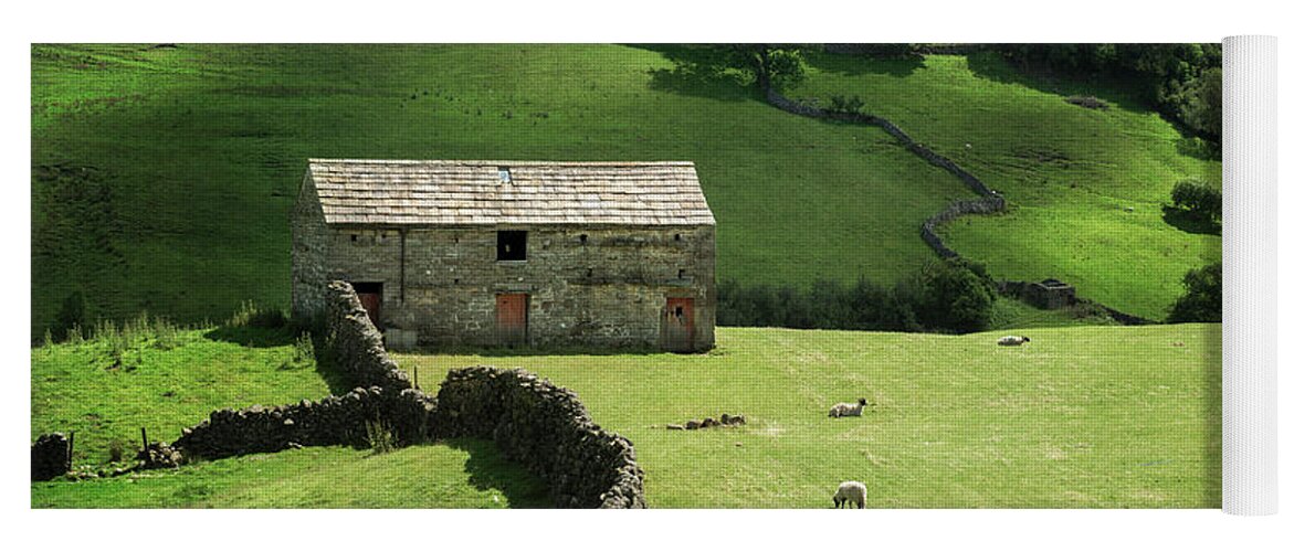 Landscape Yoga Mat featuring the photograph A Barn in Yorkshire by David Lichtneker