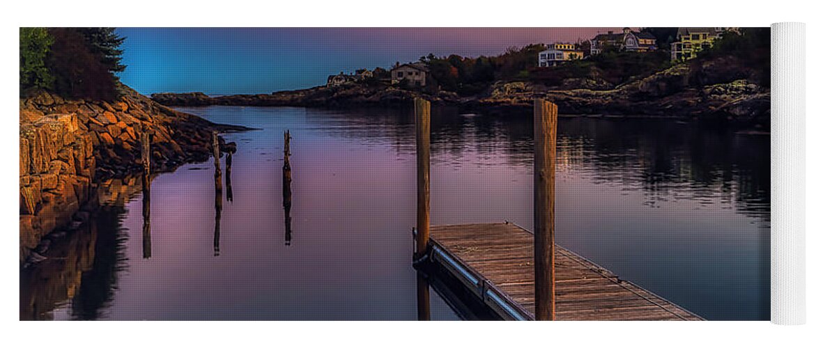 Perkins Cove Yoga Mat featuring the photograph A Beautiful Night in Perkins Cove by Penny Polakoff