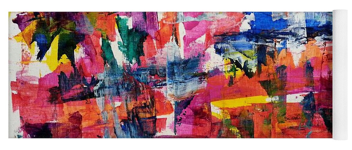 Abstract Yoga Mat featuring the painting A Busy Life by Amelie Simmons