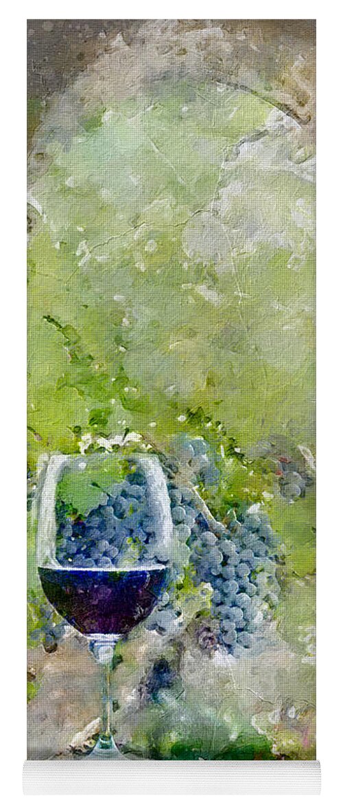 Grapes Yoga Mat featuring the painting A Glass at the Vineyard by Jon Neidert