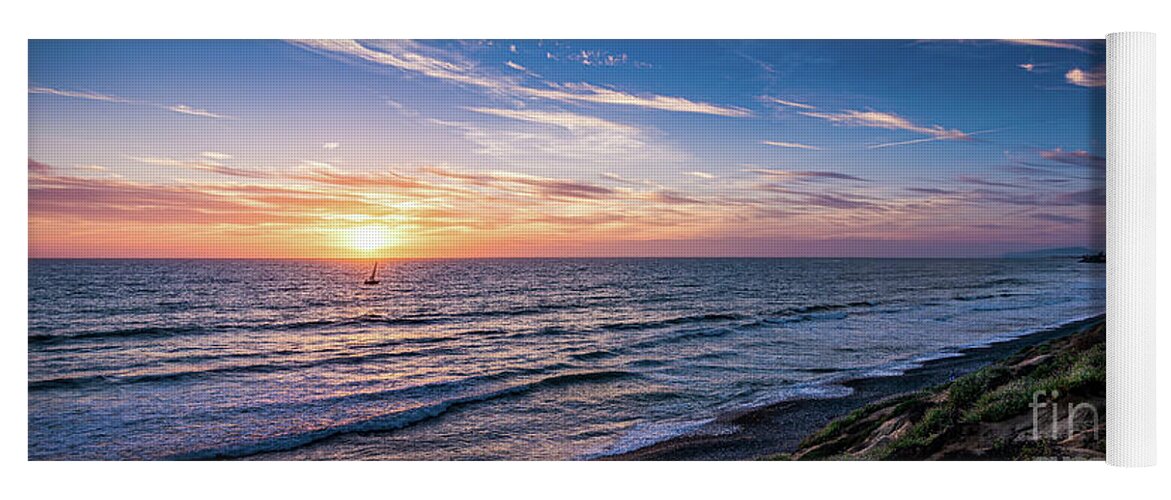 Beach Yoga Mat featuring the photograph A Glorious Sunset at North Ponto, Carlsbad State Beach by David Levin
