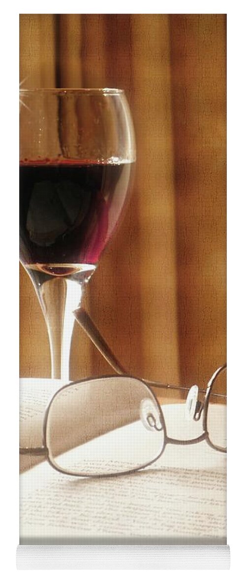 Book Yoga Mat featuring the photograph A Good Book and A Glass of Wine by Lucinda Walter