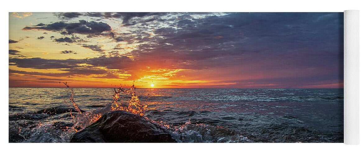 Heart Yoga Mat featuring the photograph A heart shaped splash at sunrise by Eric Curtin