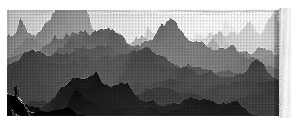 Travel Yoga Mat featuring the digital art A Long Hike by Phil Perkins