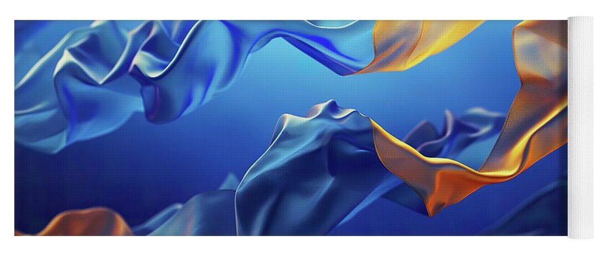 Painting Yoga Mat featuring the photograph A painting featuring dynamic blue, yellow, and white waves in motion. by Joaquin Corbalan