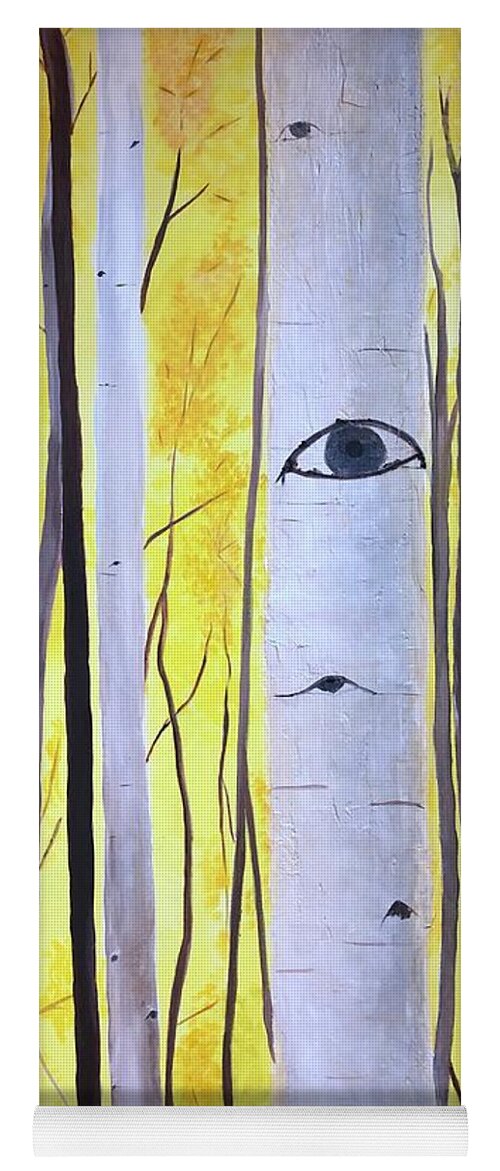 Aspens Yoga Mat featuring the mixed media A Stand of Aspen by Kate Conaboy