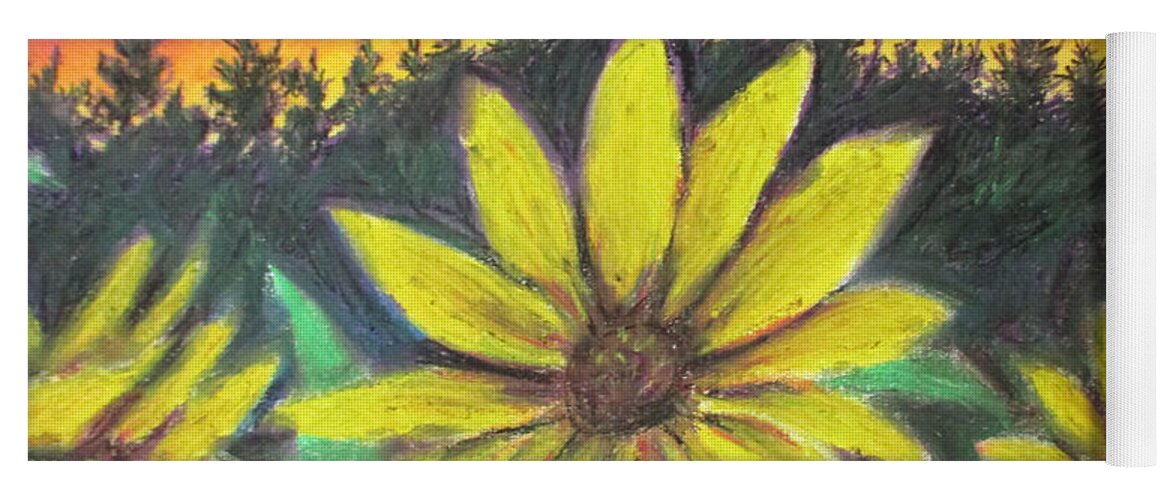 Sunflower Yoga Mat featuring the painting A Sunflower Tiding by Jen Shearer