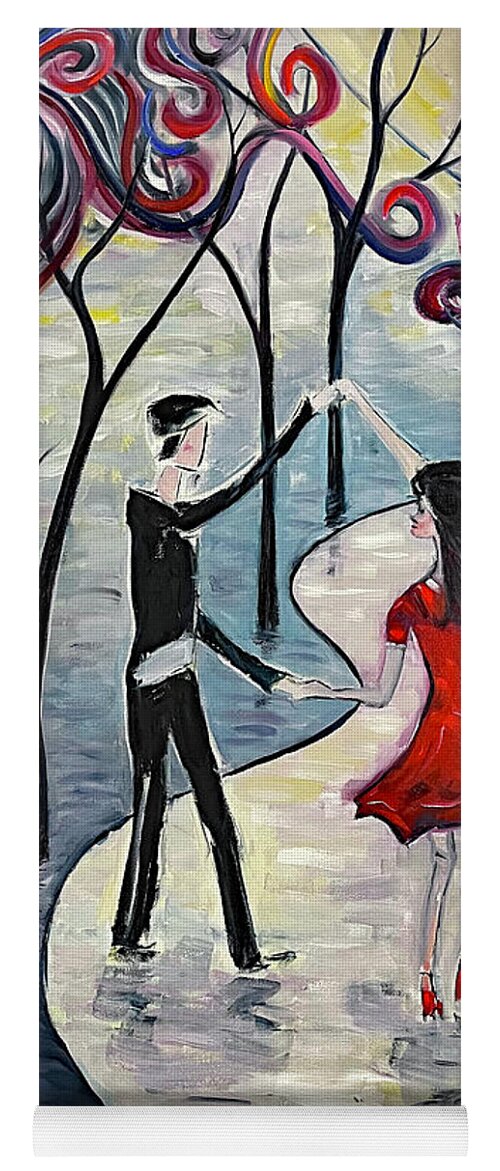 Romantic Couple Yoga Mat featuring the painting Dancing in the Moonlight by Roxy Rich