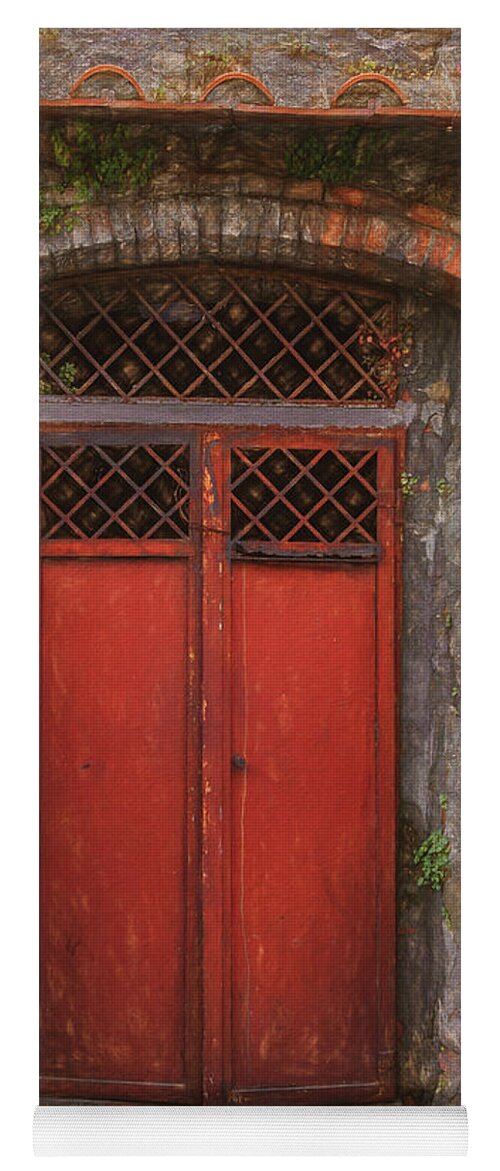 Tuscany Yoga Mat featuring the photograph A Very Handsome Red Door by Marcy Wielfaert