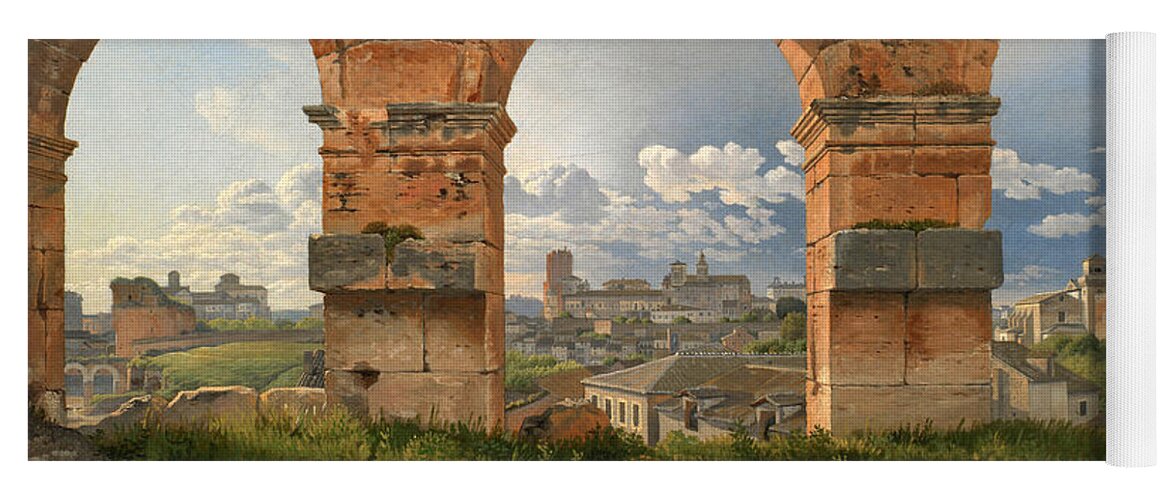 Christoffer Wilhelm Eckersberg Yoga Mat featuring the painting A View through Three of the North-Western Arches of the Third Storey of the Coliseum by Christoffer Wilhelm Eckersberg