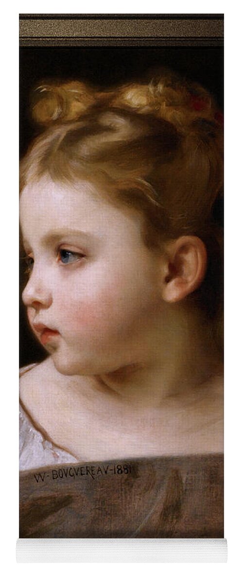 A Young Girl In Profile Yoga Mat featuring the painting A Young Girl In Profile by William-Adolphe Bouguereau by Rolando Burbon