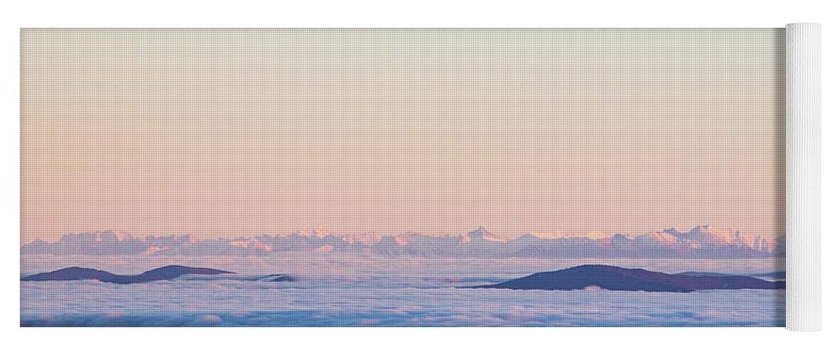 Transportation Yoga Mat featuring the photograph Above clouds and sunset - High Tatras, Slovakia by Vaclav Sonnek