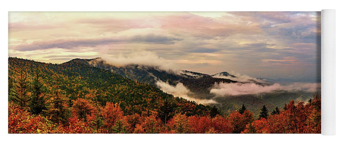 Autumn Yoga Mat featuring the photograph Above Graveyard Fields in the Autumn by Dan Carmichael