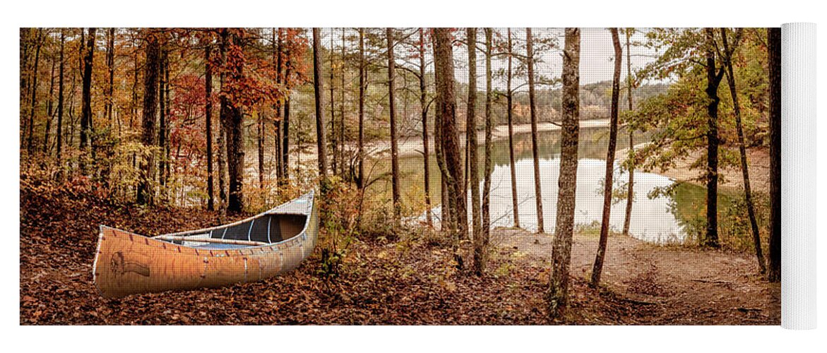 Canoe Yoga Mat featuring the photograph Above the Lake Cottage Panorama by Debra and Dave Vanderlaan