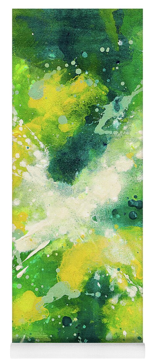 Green Abstract Yoga Mat featuring the painting Abstract 94 by Maria Meester