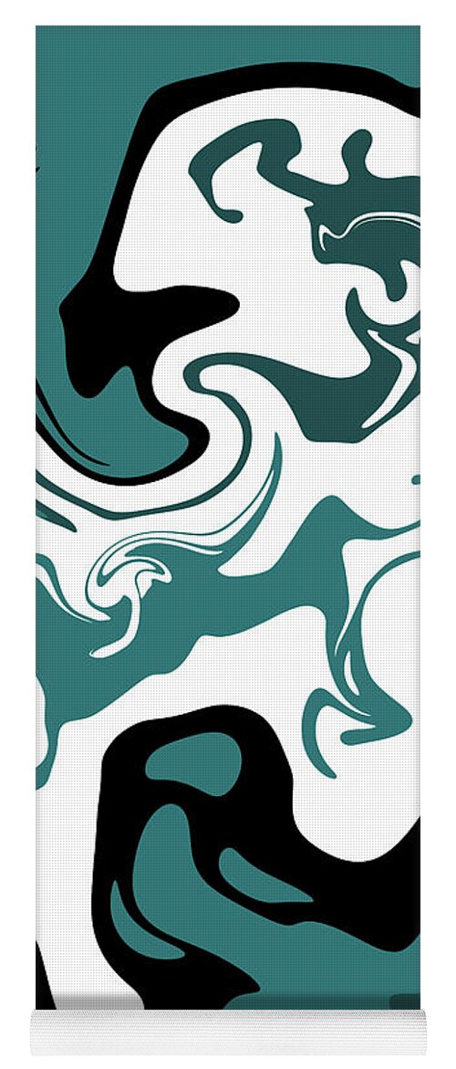 Abstract Yoga Mat featuring the digital art Abstract blue and white ocean art, liquid white and blue waves by Nadia CHEVREL
