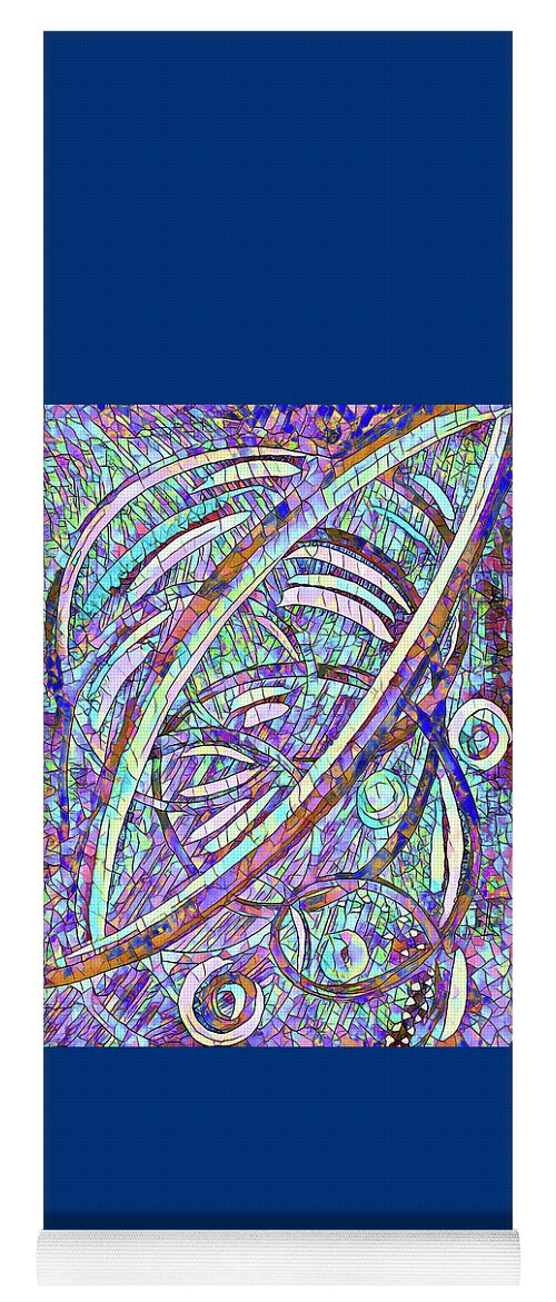 Abstract Yoga Mat featuring the painting Abstract Blue Spirals Mosaic by Corinne Carroll