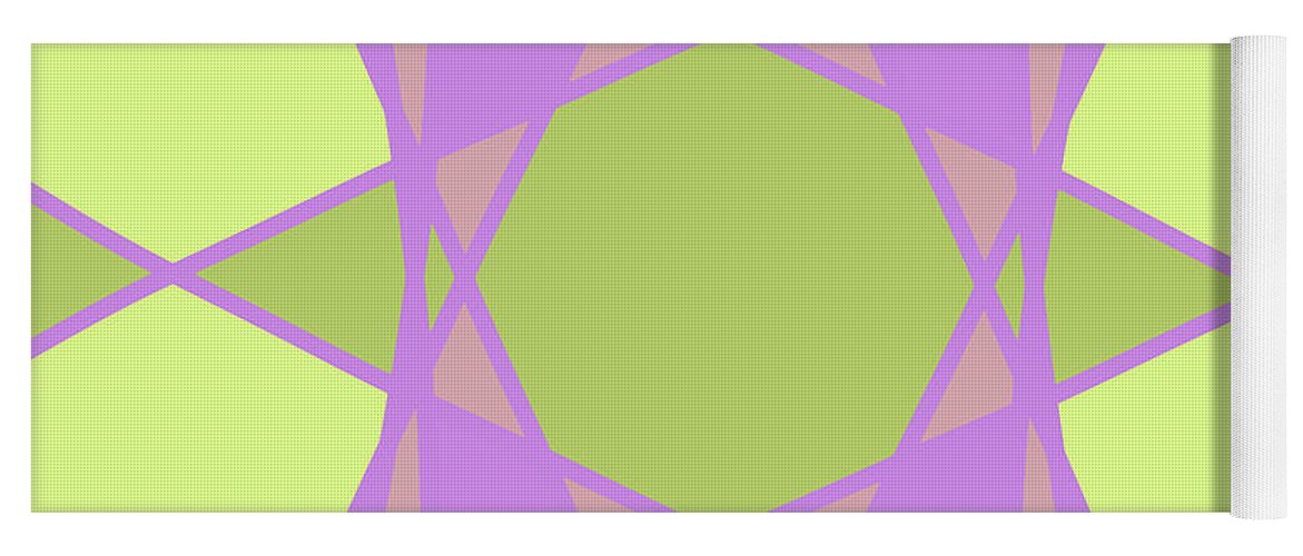 Home Decor Yoga Mat featuring the digital art Abstract Flower - Modern Design Pattern in Pink and Green by Patricia Awapara