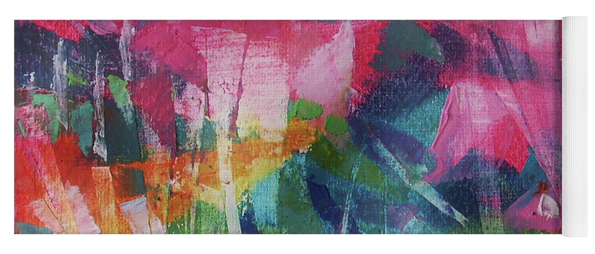Colorful Abstract Yoga Mat featuring the painting Abstract Landscape 5920 by Jean Batzell Fitzgerald