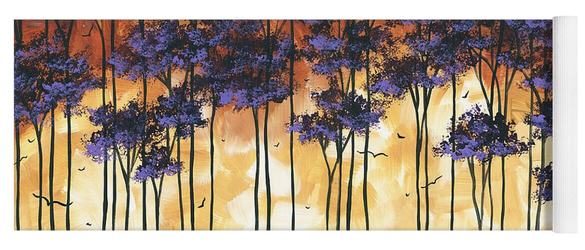 Abstract Yoga Mat featuring the painting Abstract Landscape Original Purple Tree Painting Modern Art Prints Megan Duncanson by Megan Aroon