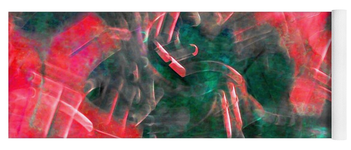 Abstract Yoga Mat featuring the digital art Abstract Red Forms by T Oliver