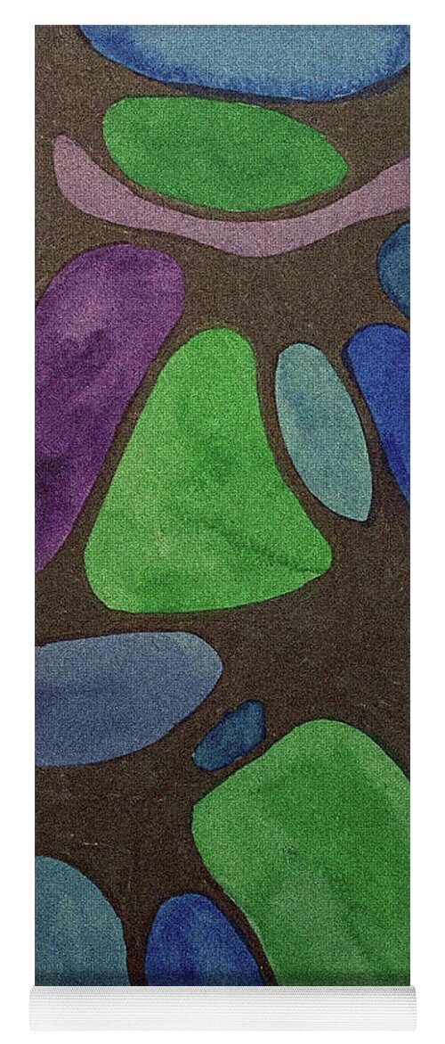 Abstract Stones Yoga Mat featuring the mixed media Abstract Stones by Lisa Neuman