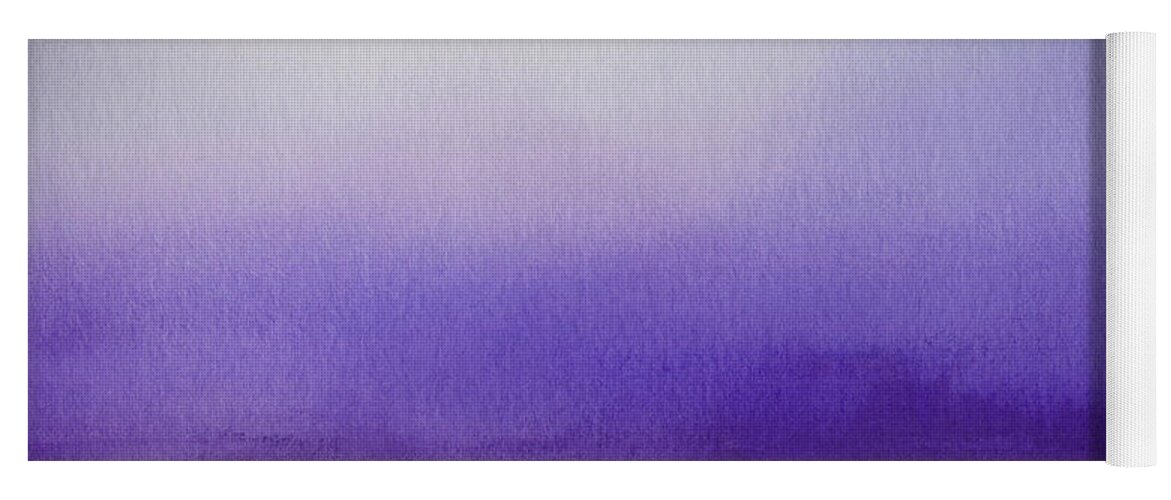 Purple Yoga Mat featuring the painting Abstract Watercolor Blend Dark - Light Purple and White Paper Texture by PIPA Fine Art - Simply Solid