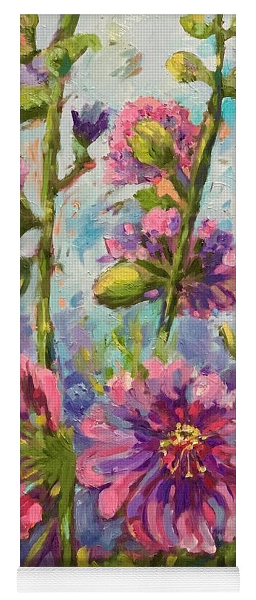 Purple Flowers Yoga Mat featuring the painting Abundance by Patsy Walton
