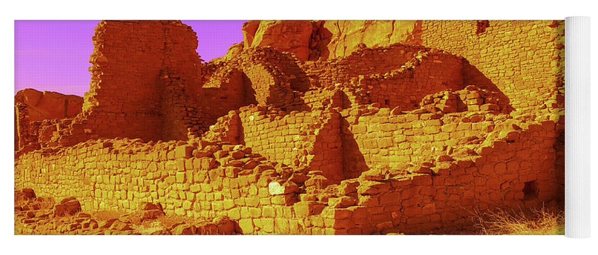 Adobe Yoga Mat featuring the photograph Adobe walls in Chaco Canyon by Jeff Swan