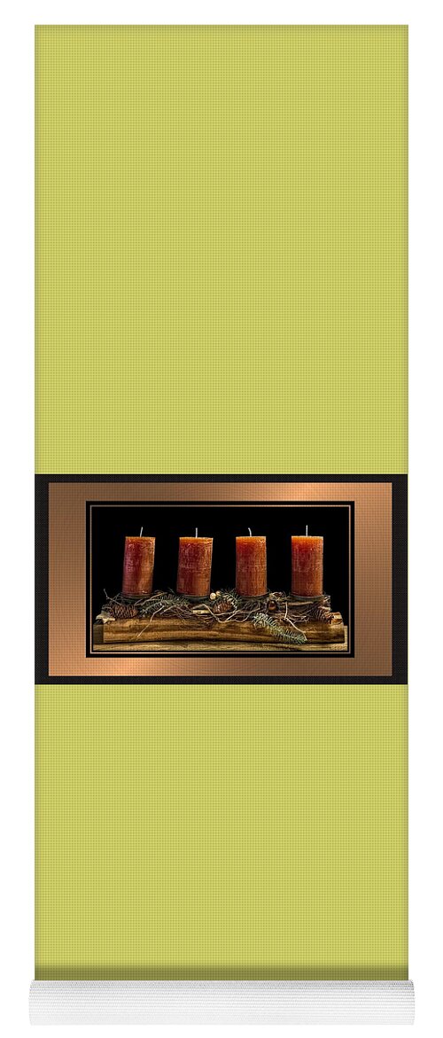 Advent Yoga Mat featuring the mixed media Advent Wreath in Bronze by Nancy Ayanna Wyatt