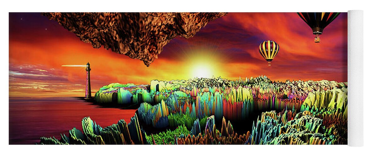 Art Yoga Mat featuring the digital art Adventure to the Floating Isle by Artful Oasis