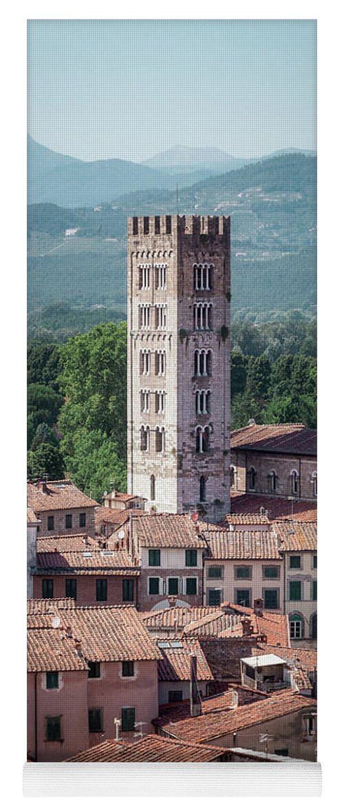 2015 Yoga Mat featuring the photograph Aerial view of the city of Lucca in Tuscany by Benoit Bruchez
