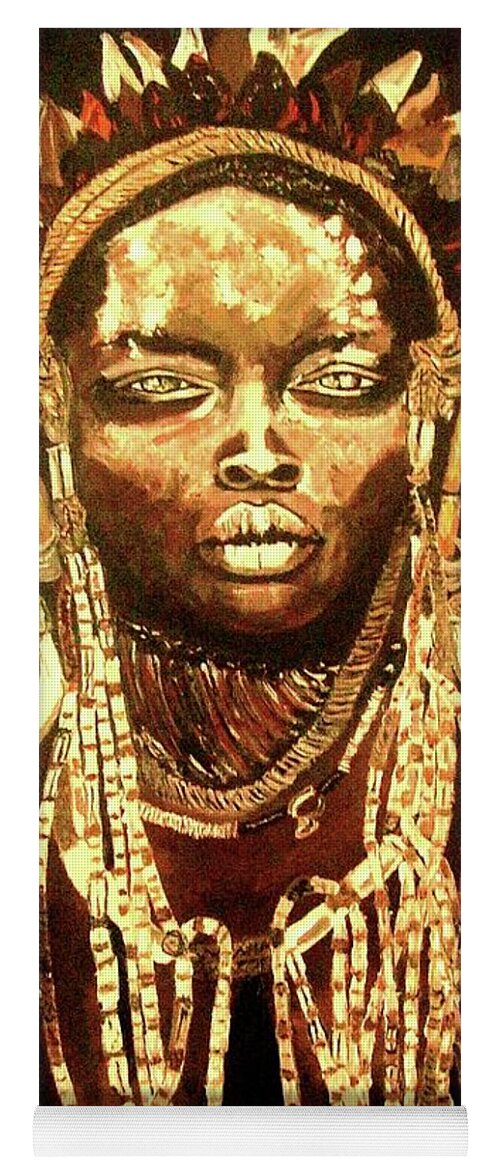 Africa Yoga Mat featuring the painting African Beauty by Kowie Theron