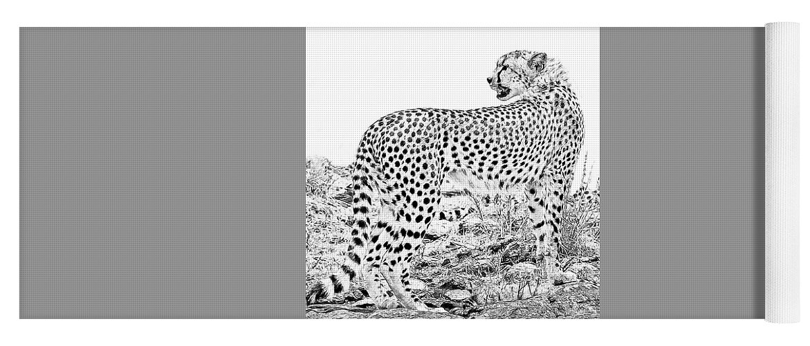 African Wildlife Art Yoga Mat featuring the digital art African Cheetah 1 by Larry Linton