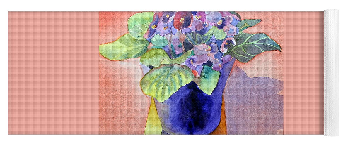 Flowers Yoga Mat featuring the painting African Violets by Ruth Kamenev