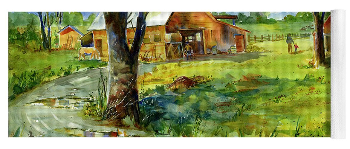 Cowboy Yoga Mat featuring the painting After The Rain by Joan Chlarson