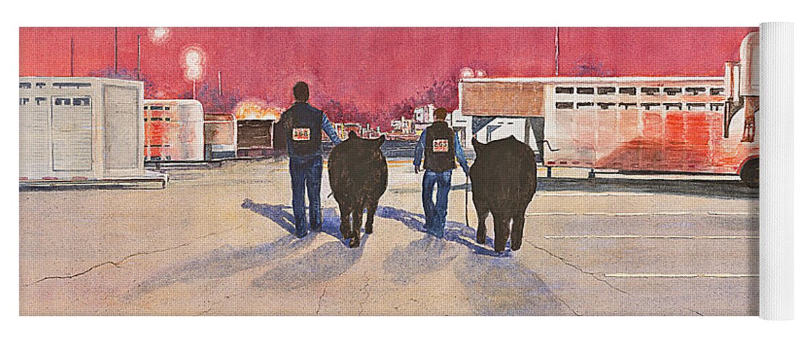 Cattle Show Yoga Mat featuring the painting After The Show by John Glass