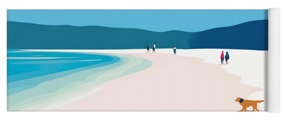 Colourful Yoga Mat featuring the digital art Afternoon beach walk by John Mckenzie