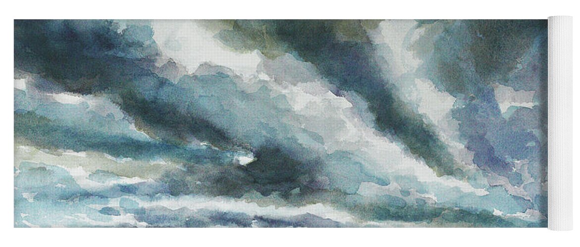 Art Yoga Mat featuring the painting Afternoon rain clouds at the beach 7-5-2021 by Julianne Felton