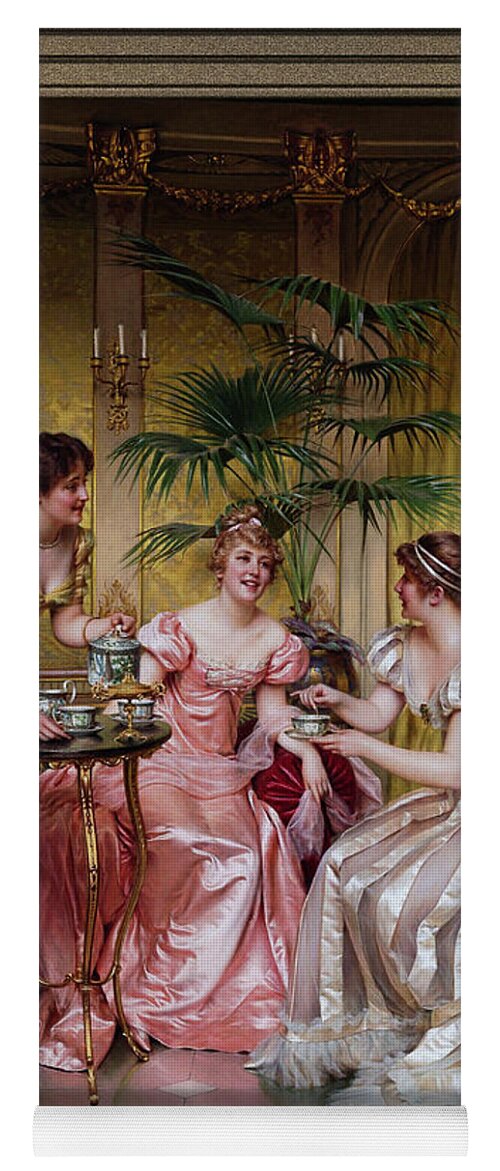 Afternoon Tea Yoga Mat featuring the painting Afternoon Tea by Frederic Soulacroix by Rolando Burbon