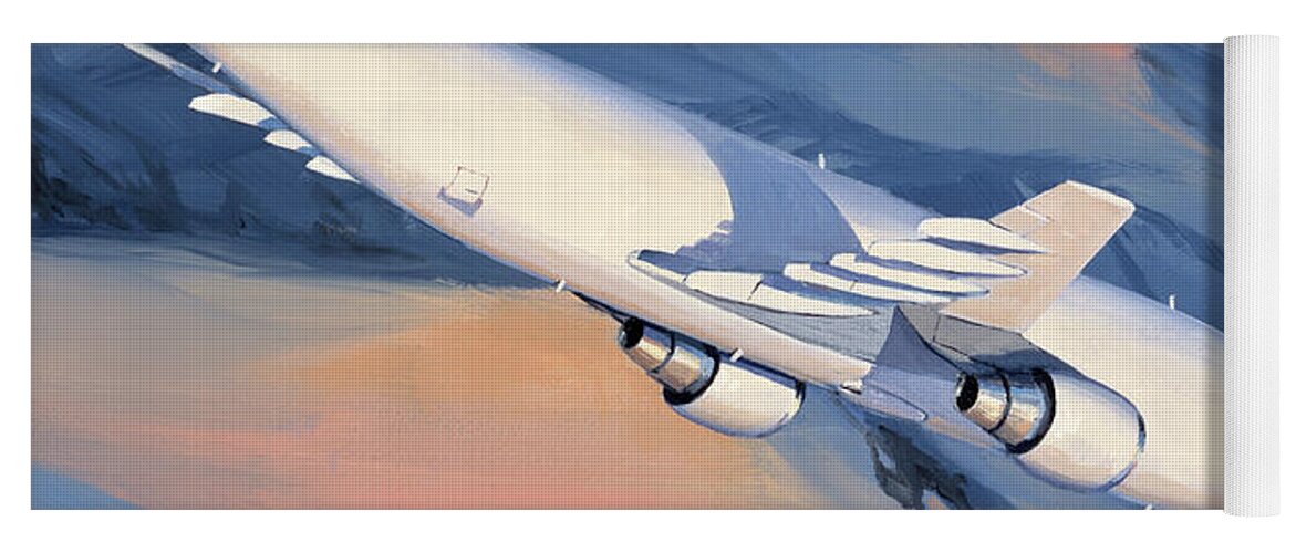 Aircraft Yoga Mat featuring the painting Airbus A300 by Jack Fellows