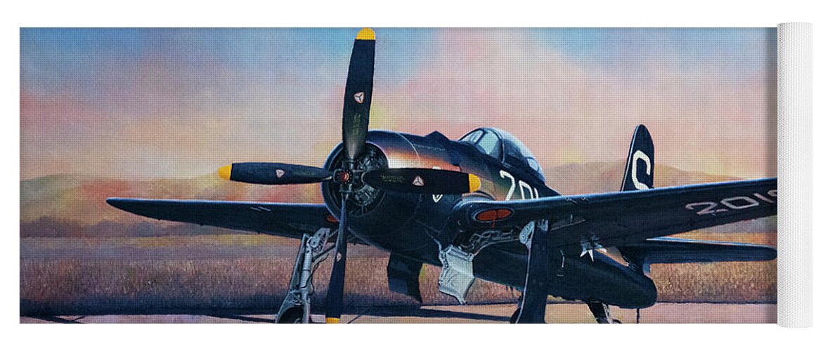 Flying Yoga Mat featuring the painting Airshow Bearcat by Douglas Castleman