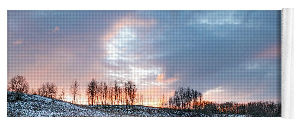 Winter Yoga Mat featuring the photograph Alberta winter dawn by Karen Rispin