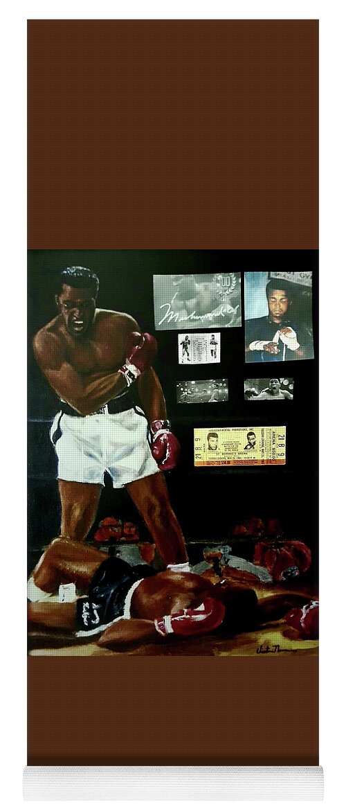 Boxers Ali Yoga Mat featuring the painting Ali Collage by Victor Thomason