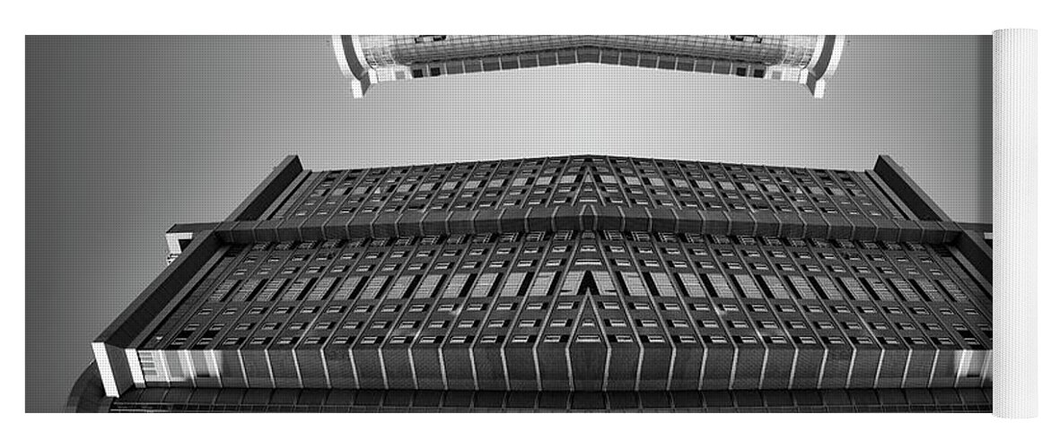 Symmetry Yoga Mat featuring the photograph Alien Building Symmetry Number 1 Black and White by John Williams