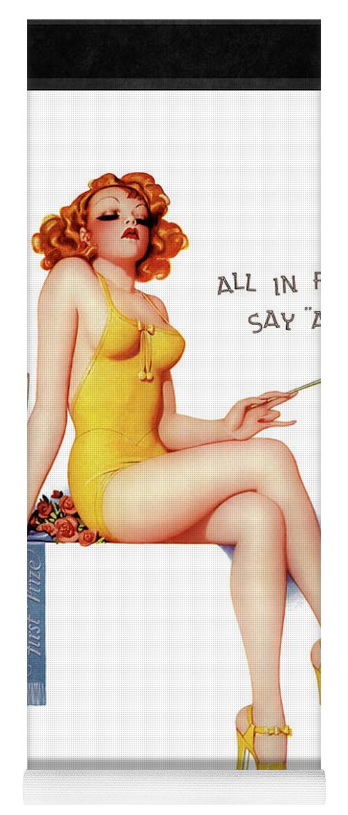 All In Favor Say Ah Yoga Mat featuring the painting All In Favor Say Ah by Enoch Bolles Vintage Illustration Xzendor7 Art Reproductions by Rolando Burbon